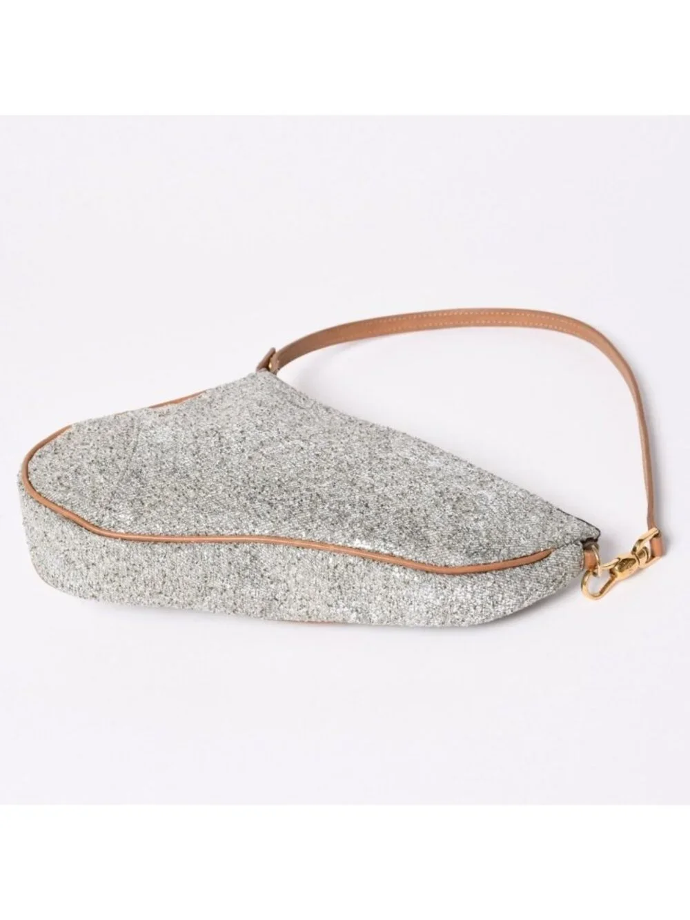 Dior Saddle Pouch Canvas Leather Silver Gold